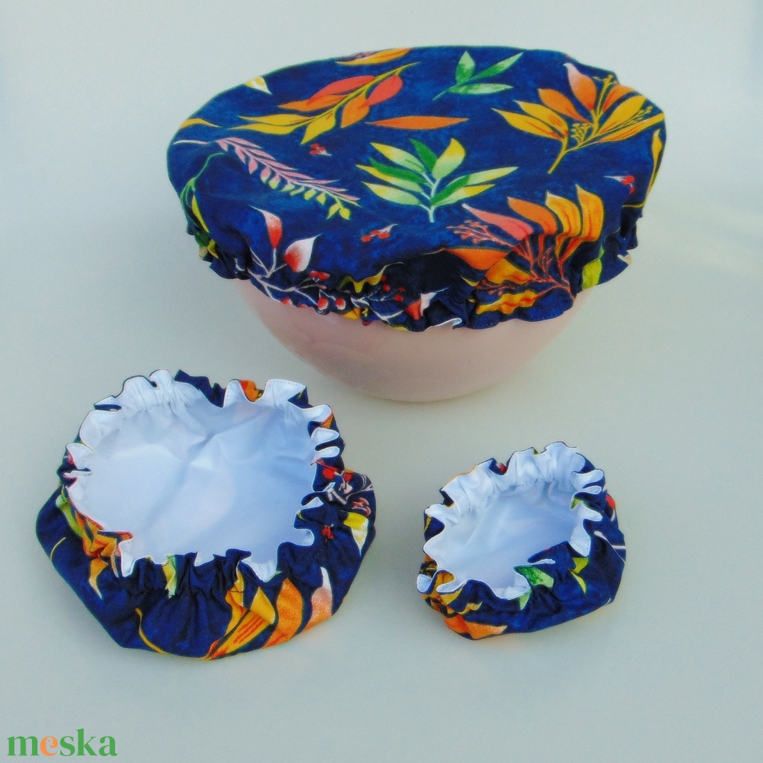 Mosható textil edényfedő szett (3 db/ cs) Színes levelek - otthon & életmód - konyhafelszerelés, tálalás - konyhai textil - edényfogó & edényfedő - Meska.hu