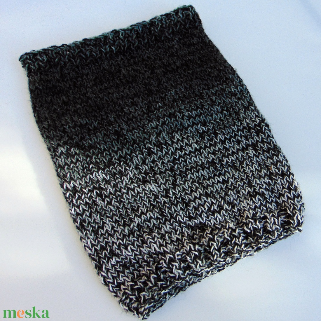 Szürke- fekete csősál / Meleg, puha kötött nyakmelegítő - ruha & divat - sál, sapka, kendő - sál - Meska.hu