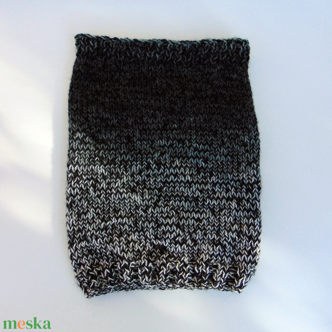 Szürke- fekete csősál / Meleg, puha kötött nyakmelegítő - ruha & divat - sál, sapka, kendő - sál - Meska.hu