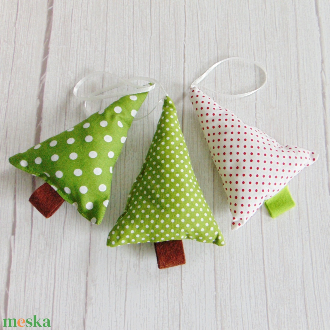 Textil fenyőfa - karácsonyfadísz 3db/cs - karácsony - karácsonyi lakásdekoráció - karácsonyfadíszek - Meska.hu