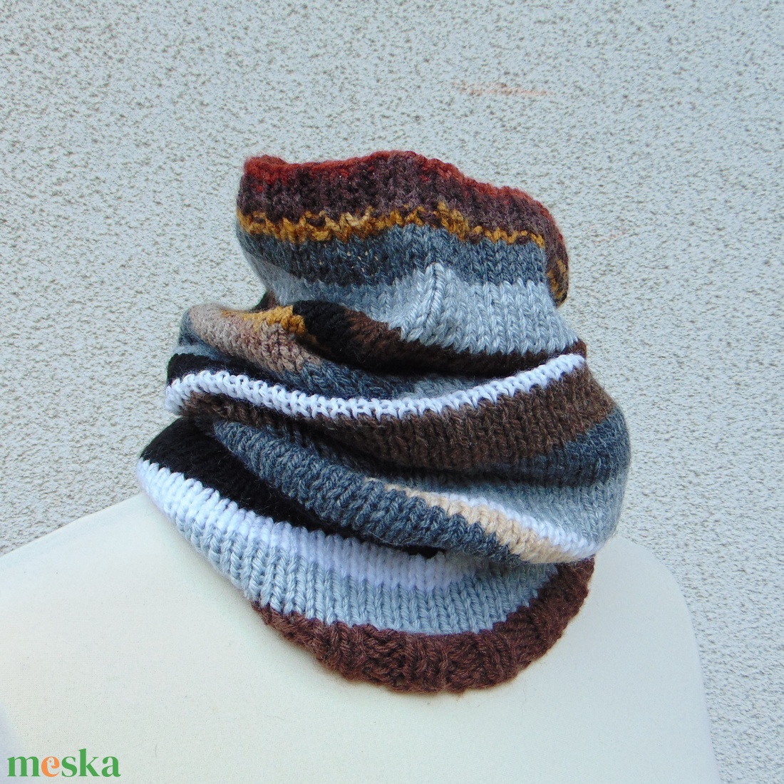 FÉRFI csíkos csősál/ Vastag, puha és meleg csősál - ruha & divat - sál, sapka, kendő - sál - Meska.hu