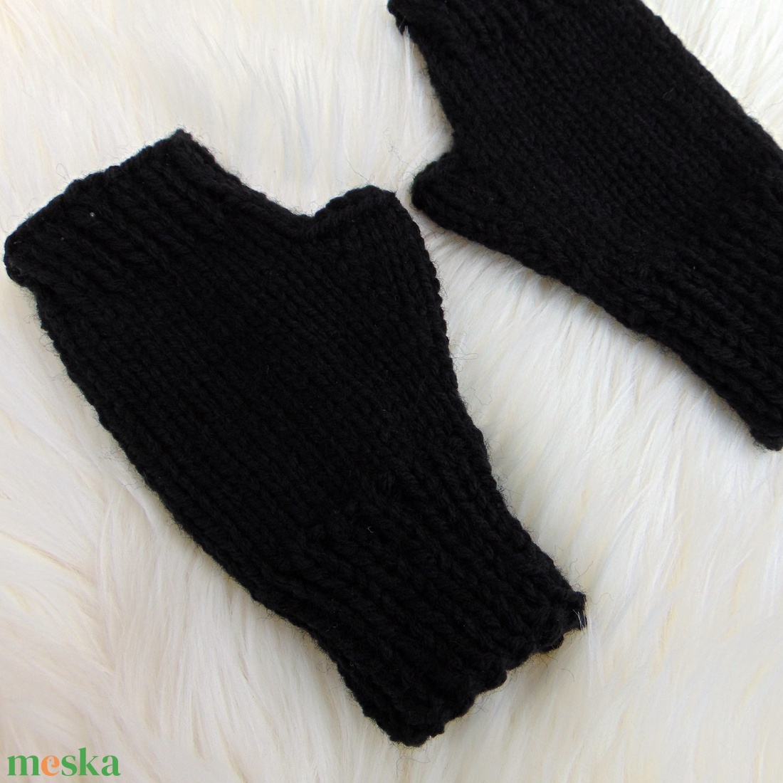 Fekete - FÉRFI ujjatlan kesztyű / kézmelegítő, kötött kesztyű - ruha & divat - sál, sapka, kendő - kesztyű - Meska.hu