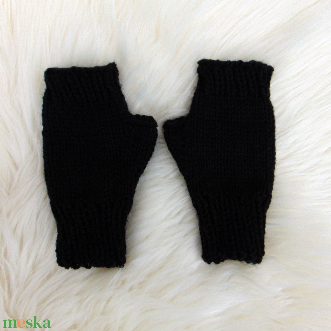 Fekete - FÉRFI ujjatlan kesztyű / kézmelegítő, kötött kesztyű - ruha & divat - sál, sapka, kendő - kesztyű - Meska.hu