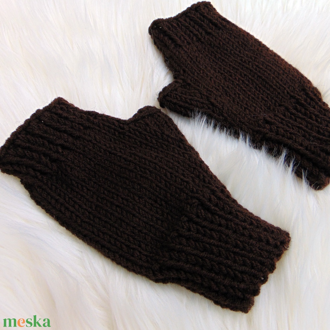Sötét barna - FÉRFI ujjatlan kesztyű / kézmelegítő, kötött kesztyű - ruha & divat - sál, sapka, kendő - kesztyű - Meska.hu