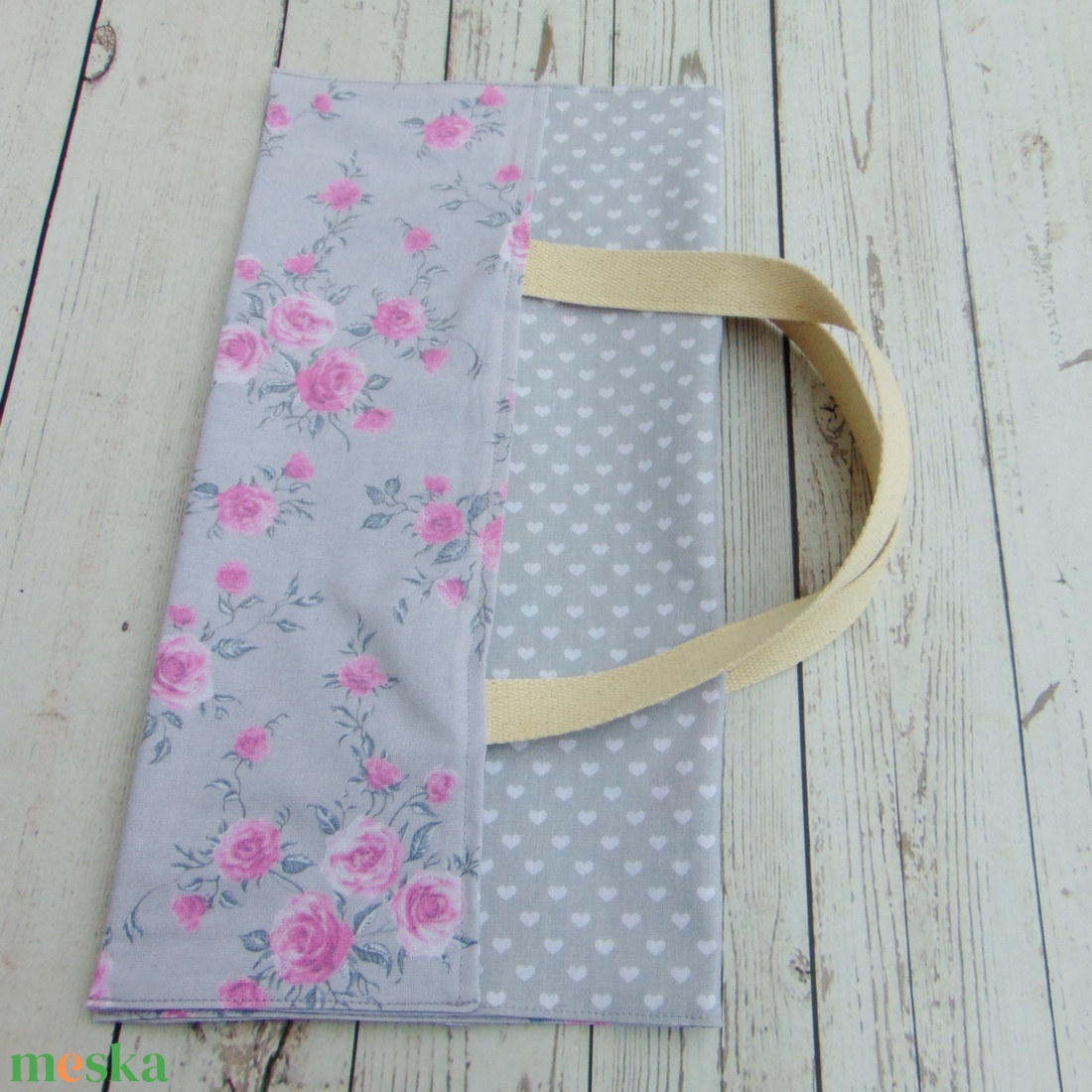 Ételhordó táska / rózsaszín virágok - táska & tok - uzsonna- & ebéd tartó - ebéd tasak, doboz - Meska.hu