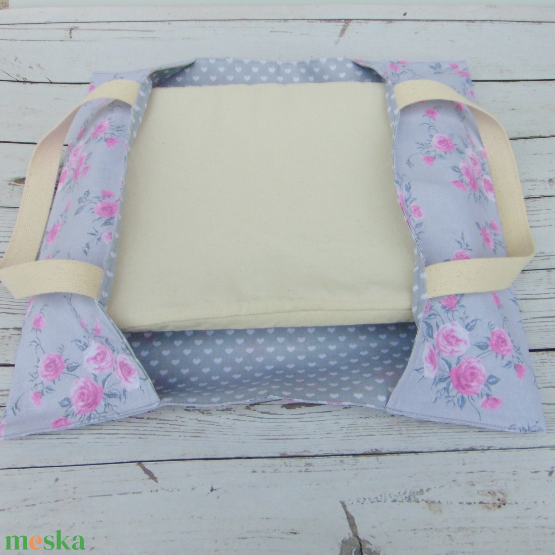 Ételhordó táska / rózsaszín virágok - táska & tok - uzsonna- & ebéd tartó - ebéd tasak, doboz - Meska.hu