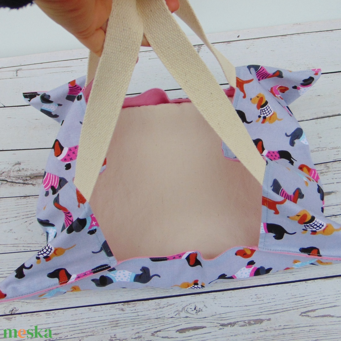 Ételhordó táska / tacskó mintás - táska & tok - uzsonna- & ebéd tartó - ebéd tasak, doboz - Meska.hu
