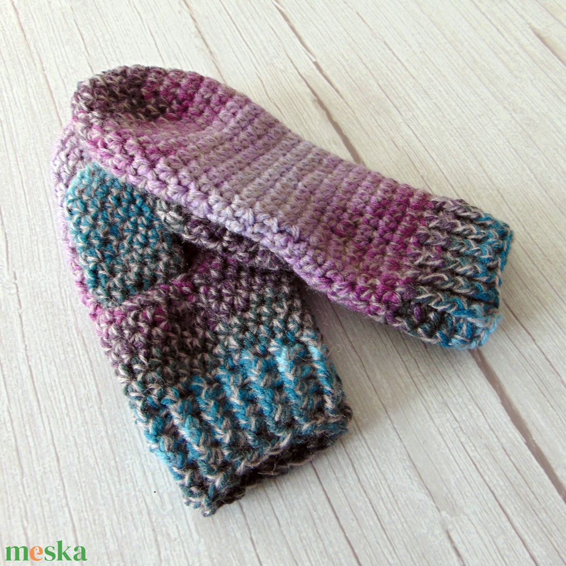 Lila - kék / horgolt egyujjas kesztyű. S-M méretű. / Színátmenetes, vastag, meleg és puha egyujjas kesztyű - ruha & divat - sál, sapka, kendő - kesztyű - Meska.hu