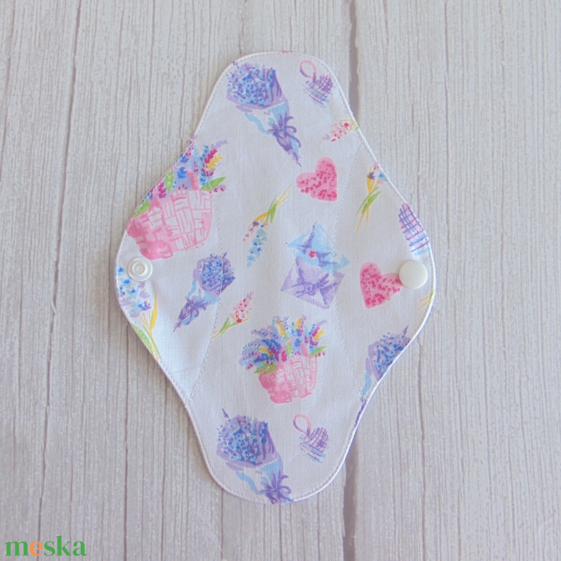 Lara tisztasági betét 19,5 cm / levendulás / mosható textil betét, mosható tisztasági betét, mosibetét - szépségápolás - intim higiénia - tisztasági betét - Meska.hu