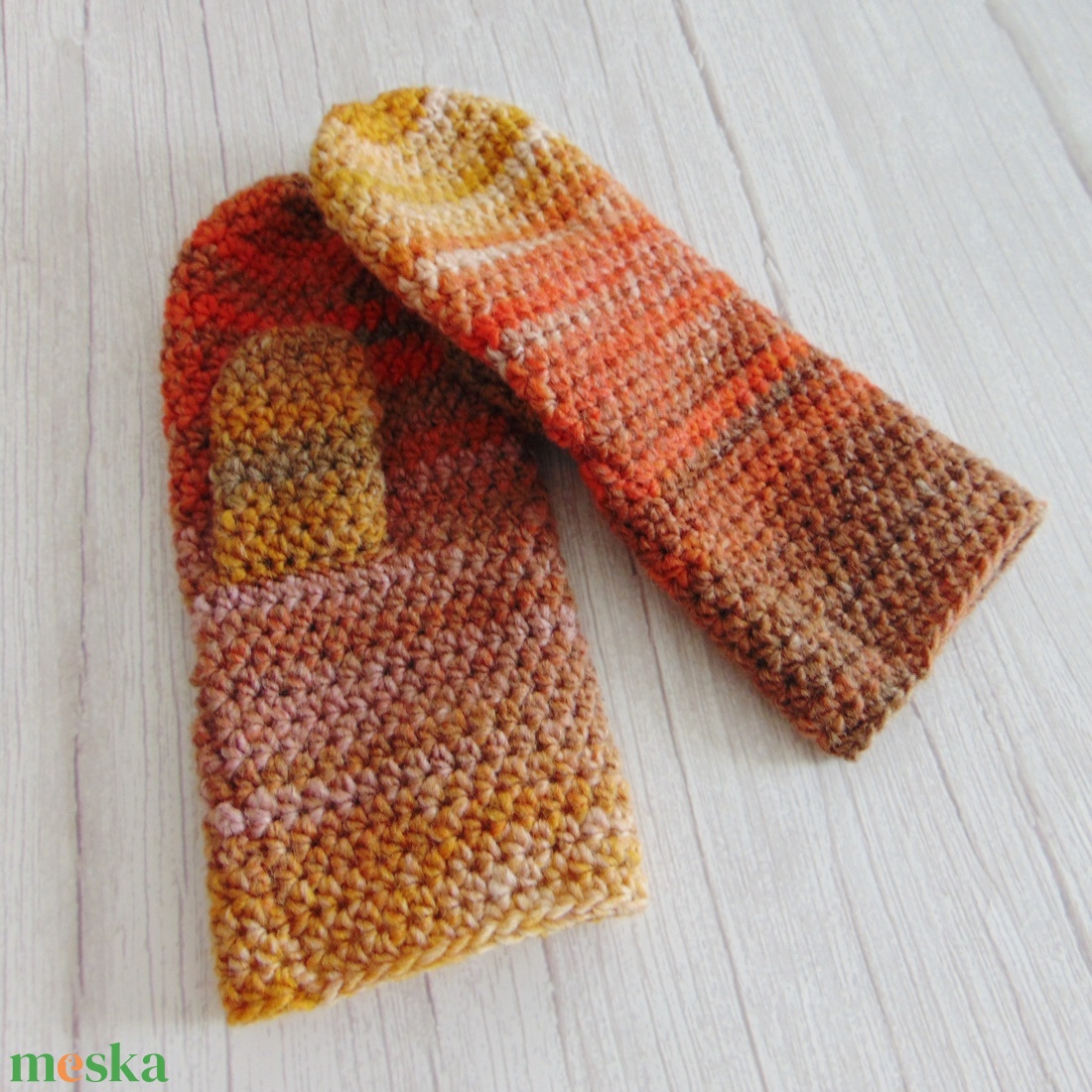 Mustár - horgolt egyujjas kesztyű (S-M) / Puha, meleg egyujjas kesztyű, horgolt kesztyű - ruha & divat - sál, sapka, kendő - kesztyű - Meska.hu