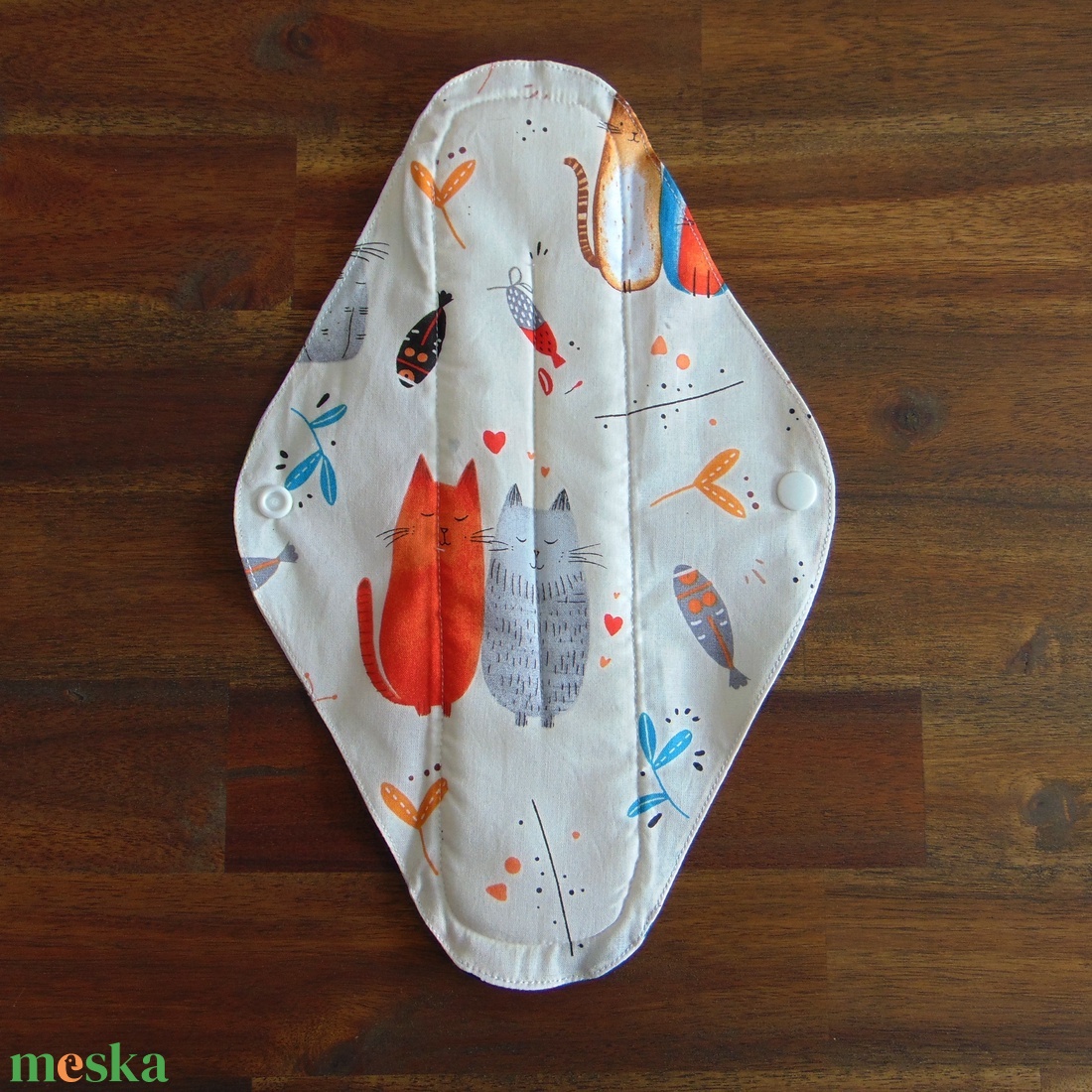 Lara mosható női betét 29 cm / cica család / intimbetét, mosható textil betét, környezetbarát termék - szépségápolás - intim higiénia - intimbetét - Meska.hu