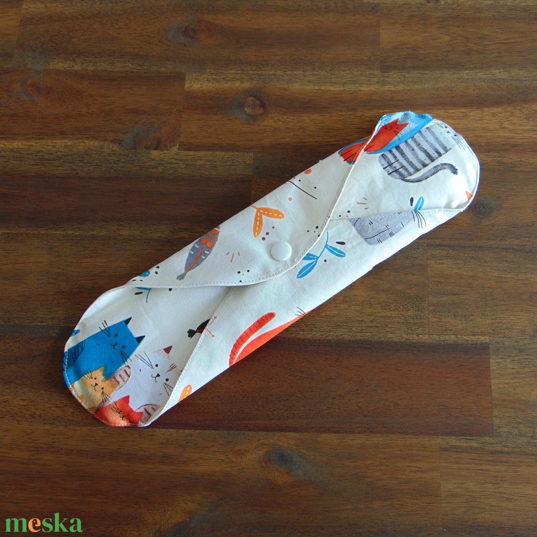 Lara mosható női betét 29 cm / cica család / intimbetét, mosható textil betét, környezetbarát termék - szépségápolás - intim higiénia - intimbetét - Meska.hu