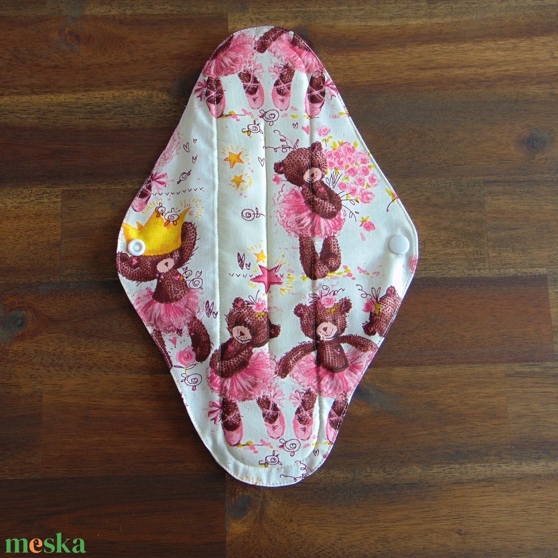 Lara mosható női betét 29 cm / balerina macik / intimbetét, mosható textil betét, környezetbarát termék - szépségápolás - intim higiénia - intimbetét - Meska.hu