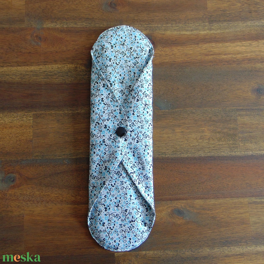 Lara mosható női betét 29 cm / szürke indák és levélkék / intimbetét, mosható textil betét, környezetbarát termék - szépségápolás - intim higiénia - intimbetét - Meska.hu