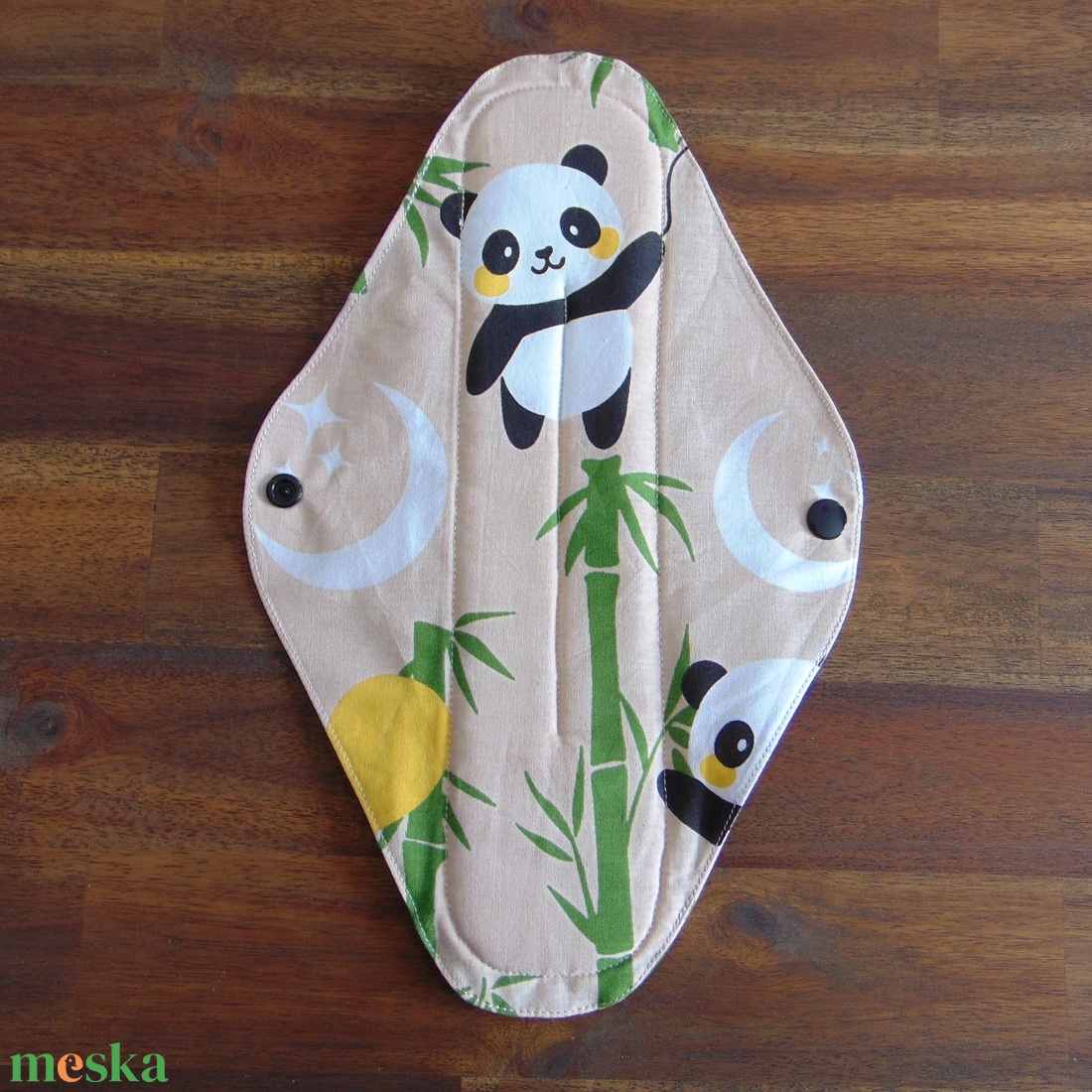 Lara mosható női betét 29 cm / pandák bambuszon - bézs / intimbetét, mosható textil betét, környezetbarát termék - szépségápolás - intim higiénia - intimbetét - Meska.hu