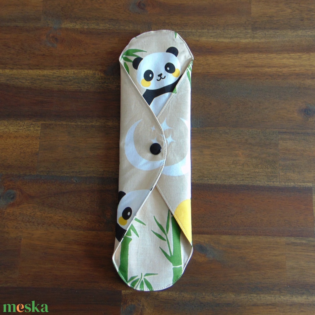 Lara mosható női betét 29 cm / pandák bambuszon - bézs / intimbetét, mosható textil betét, környezetbarát termék - szépségápolás - intim higiénia - intimbetét - Meska.hu