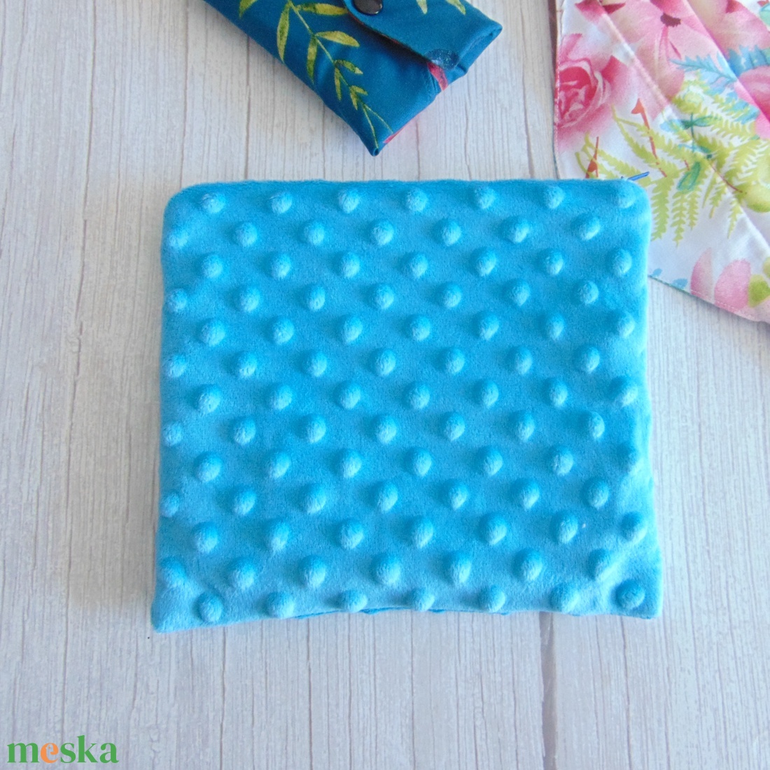 Betét tartó tasak 20 x 17 cm / türkizkék minky  - szépségápolás - intim higiénia - egészségügyi tartó - Meska.hu