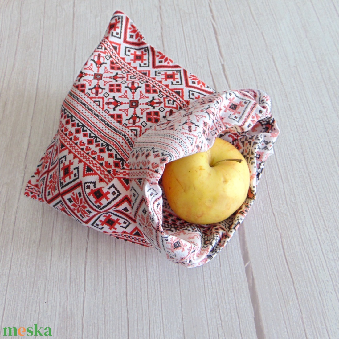 Textil zsák 19 x 26,5 cm / népi hímzés mintás - táska & tok - bevásárlás & shopper táska - zöldség/gyümölcs zsák - Meska.hu