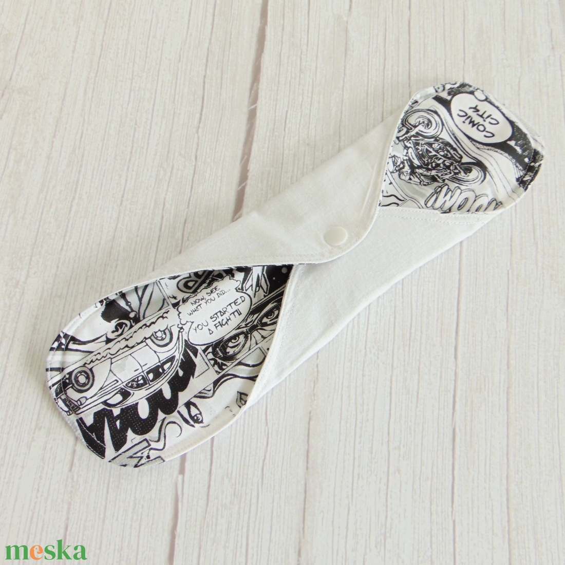 Lara Maxi mosható női betét 31 cm / képregény mintás / mosható textil betét, környezetbarát termék - szépségápolás - intim higiénia - intimbetét - Meska.hu
