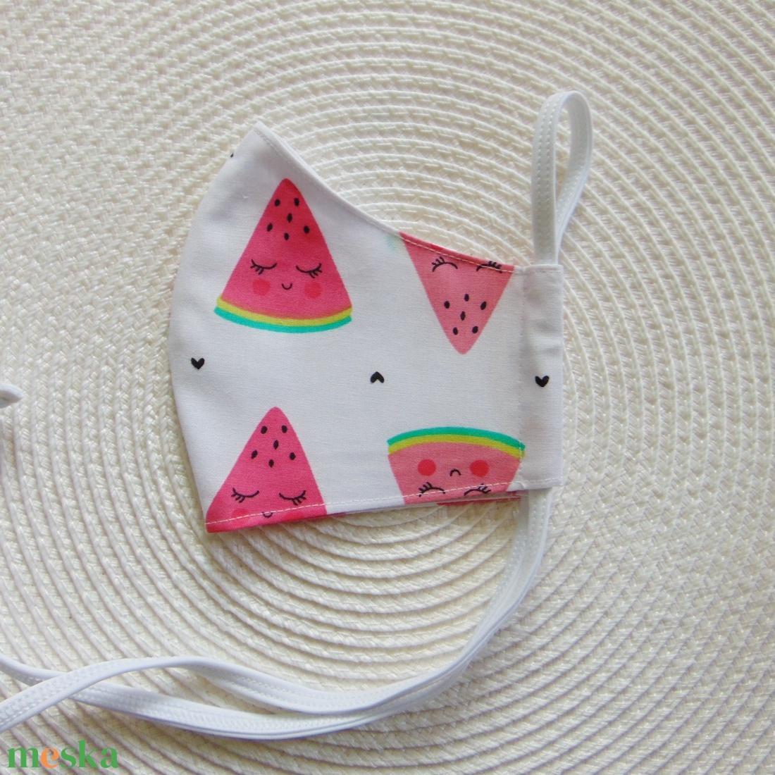 Gyermek- maszk (12 cm)/ dinnye mintás / szájmaszk, textil szájmaszk, többször használható szájmaszk - ruha & divat - maszk, arcmaszk - gyerek - Meska.hu