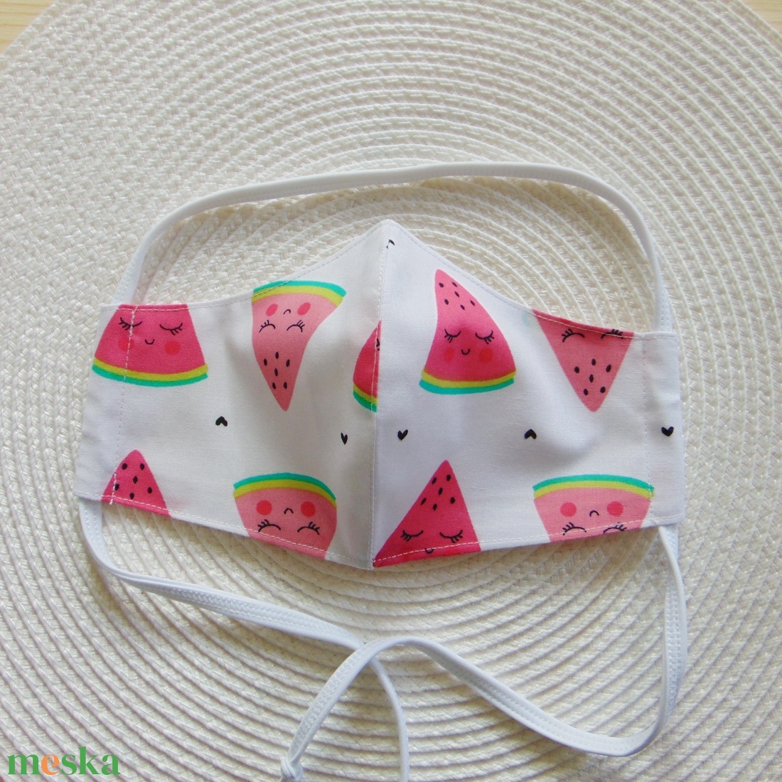 Gyermek- maszk (12 cm)/ dinnye mintás / szájmaszk, textil szájmaszk, többször használható szájmaszk - ruha & divat - maszk, arcmaszk - gyerek - Meska.hu
