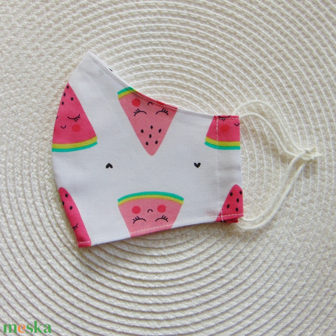 Gyermek- maszk (12 cm)/ dinnye mintás / szájmaszk, textil szájmaszk, többször használható szájmaszk - ruha & divat - maszk, arcmaszk - gyerek - Meska.hu