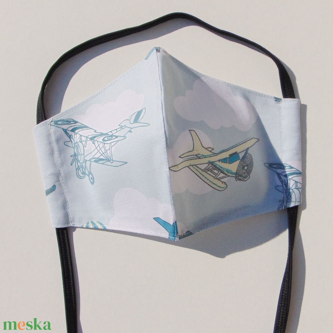 Gyermek- maszk (14,5 cm) / Repülők mintás / szájmaszk, textil szájmaszk - ruha & divat - maszk, arcmaszk - gyerek - Meska.hu