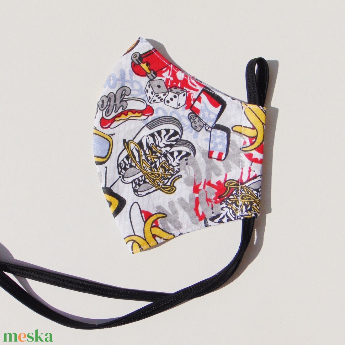 Gyermek- maszk (14,5 cm) / Graffiti mintás / szájmaszk, textil szájmaszk - ruha & divat - maszk, arcmaszk - gyerek - Meska.hu
