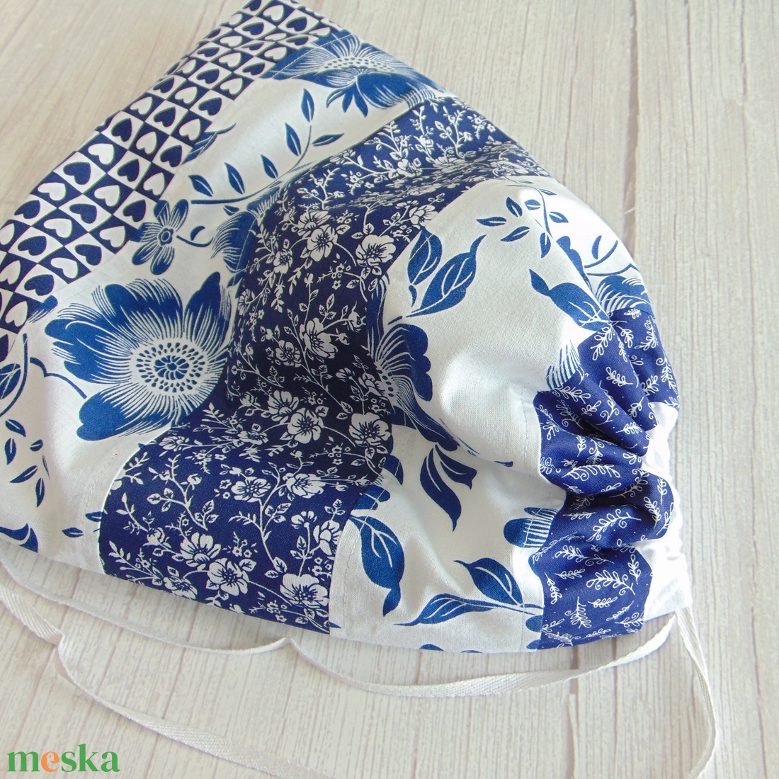 Kenyeres zsák - kis méretű / kék virágok - patchwork  - táska & tok - bevásárlás & shopper táska - kenyeres zsák - Meska.hu