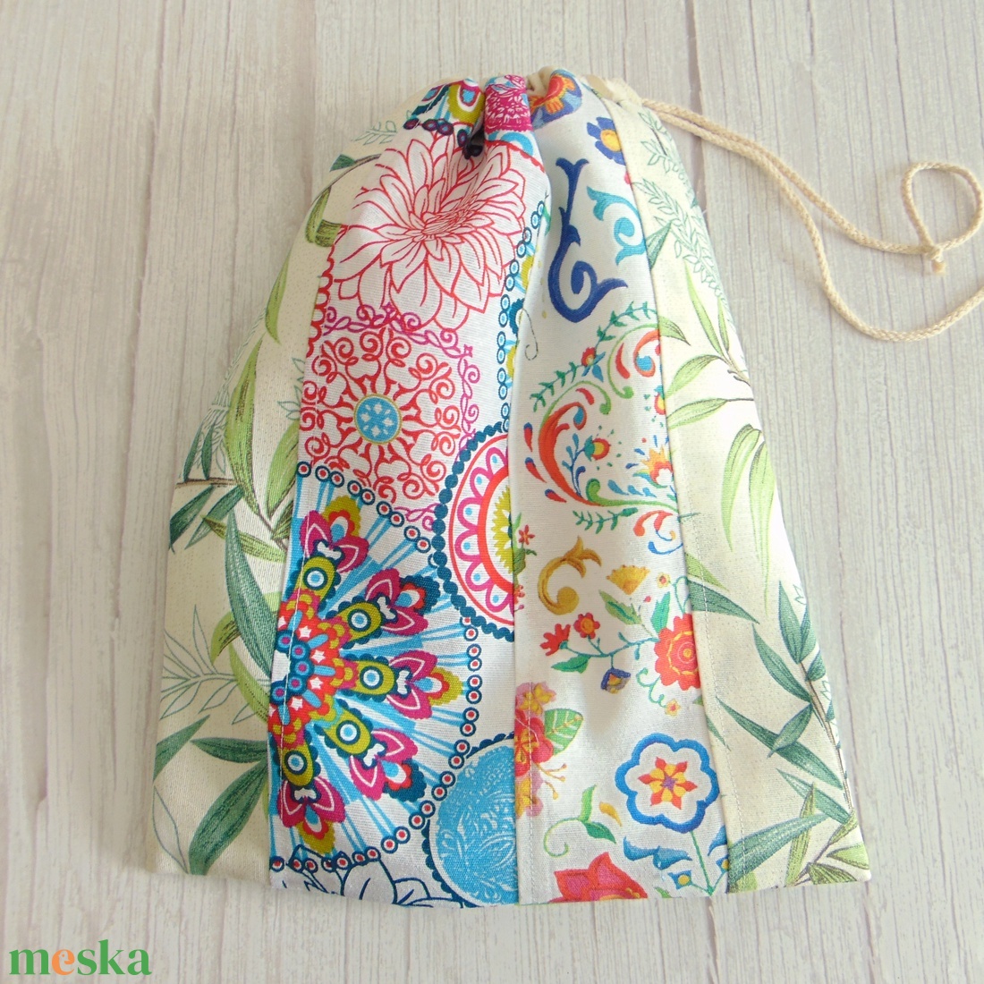 Kenyeres zsák - kis méretű / indák és virágok, levelek - patchwork  - táska & tok - bevásárlás & shopper táska - kenyeres zsák - Meska.hu