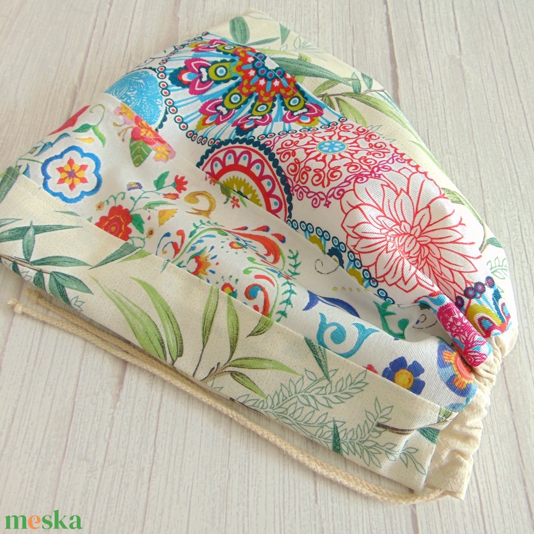 Kenyeres zsák - kis méretű / indák és virágok, levelek - patchwork  - táska & tok - bevásárlás & shopper táska - kenyeres zsák - Meska.hu