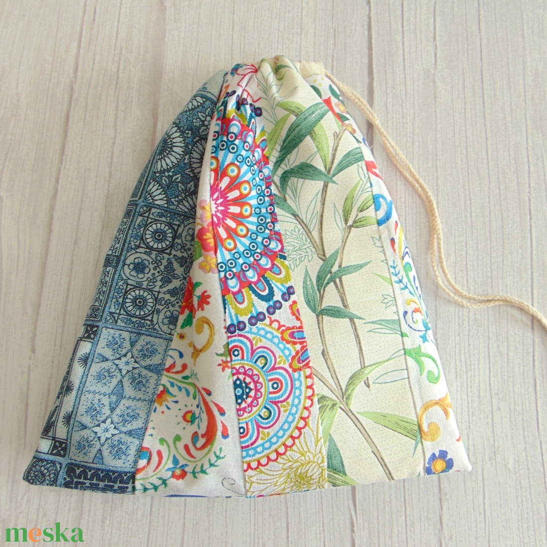 Kenyeres zsák - kis méretű / indák és virágok, csempe 02 - patchwork  - táska & tok - bevásárlás & shopper táska - kenyeres zsák - Meska.hu