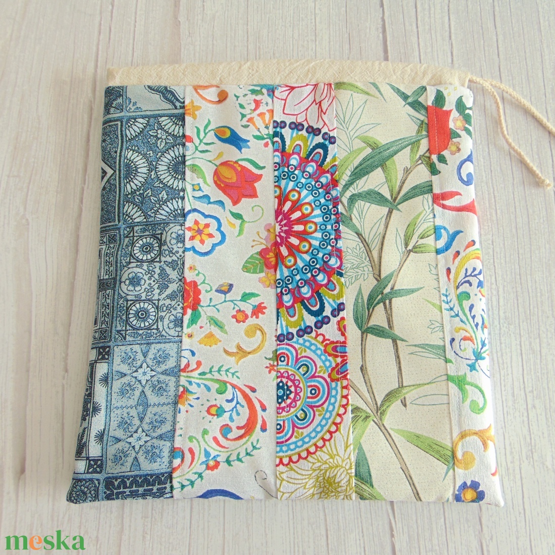 Kenyeres zsák - kis méretű / indák és virágok, csempe 02 - patchwork  - táska & tok - bevásárlás & shopper táska - kenyeres zsák - Meska.hu