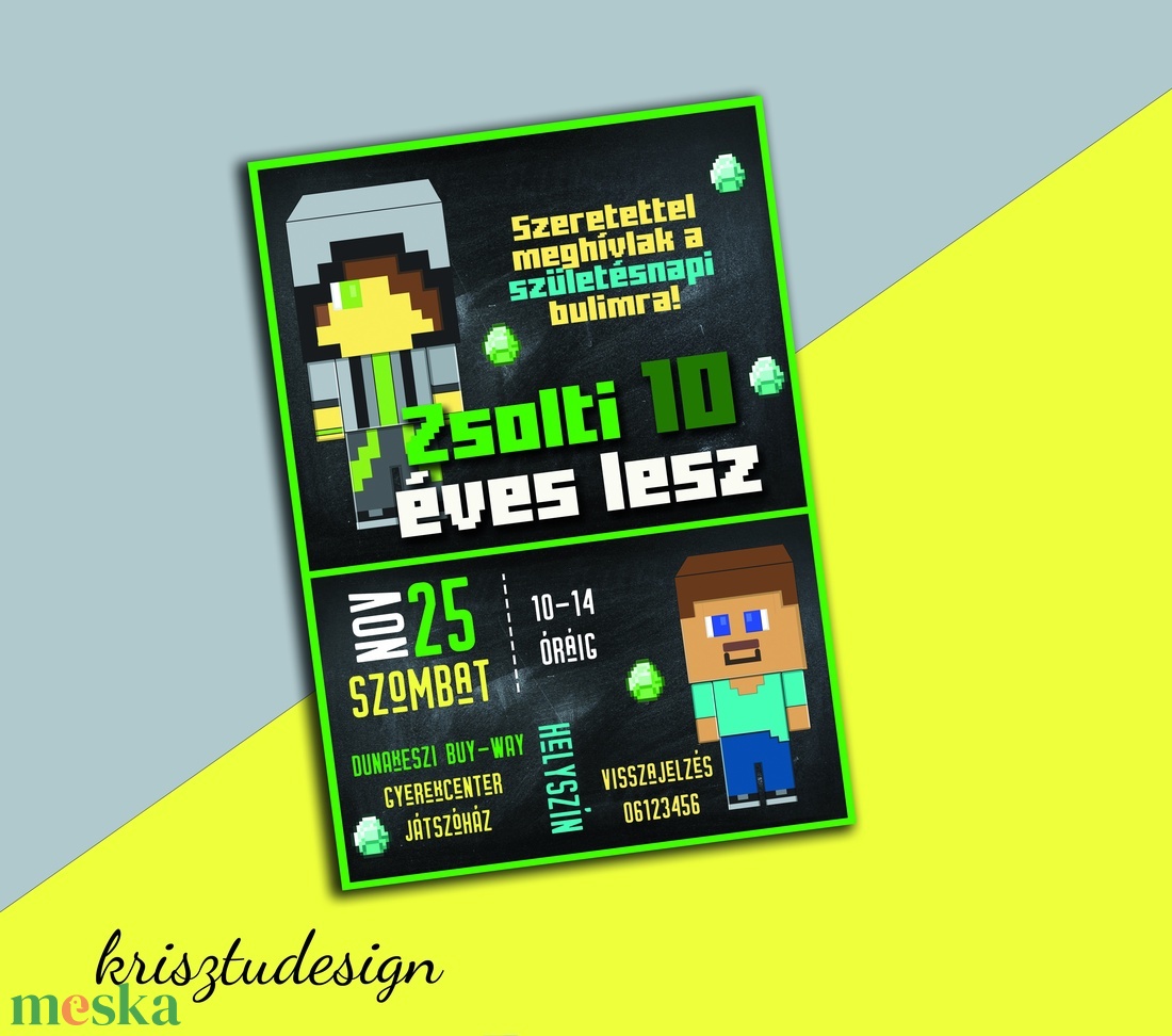 Minecraft szülinapi meghívó - - Meska.hu Minecraft szülinapi meghívó - - Meska.hu