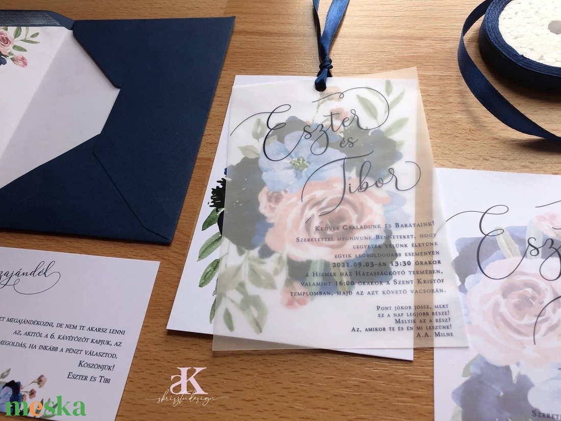 Elegáns virágos meghívó - esküvő - meghívó & kártya - meghívó - Meska.hu Elegáns virágos meghívó - esküvő - meghívó & kártya - meghívó - Meska.hu