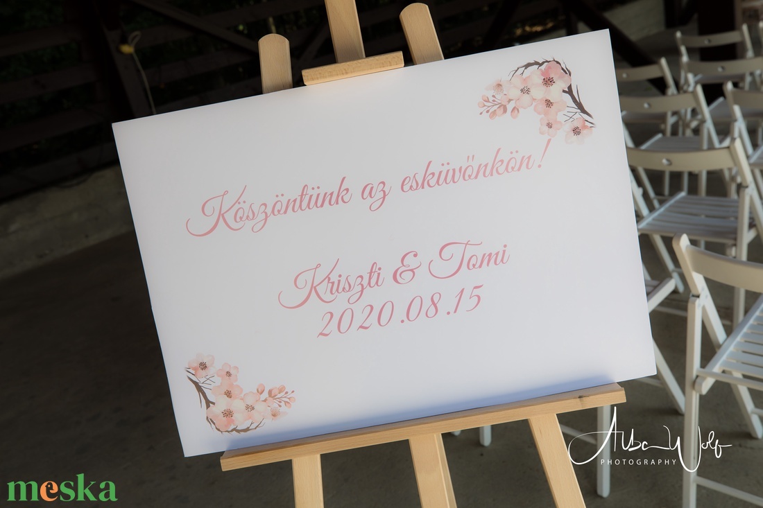 Habkarton üdvözlő tábla esküvőre, partyra, egyedi mintával (A/3) - esküvő - dekoráció - tábla & jelzés - Meska.hu
