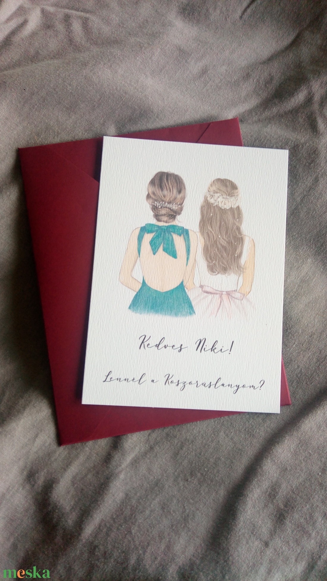 Rajzolt koszorúslány-felkérő kártya borítékkal, tanúfelkérő, esküvőre - esküvő - meghívó & kártya - koszorúslány felkérő - Meska.hu Rajzolt koszorúslány-felkérő kártya borítékkal, tanúfelkérő, esküvőre - esküvő - meghívó & kártya - koszorúslány felkérő - Meska.hu