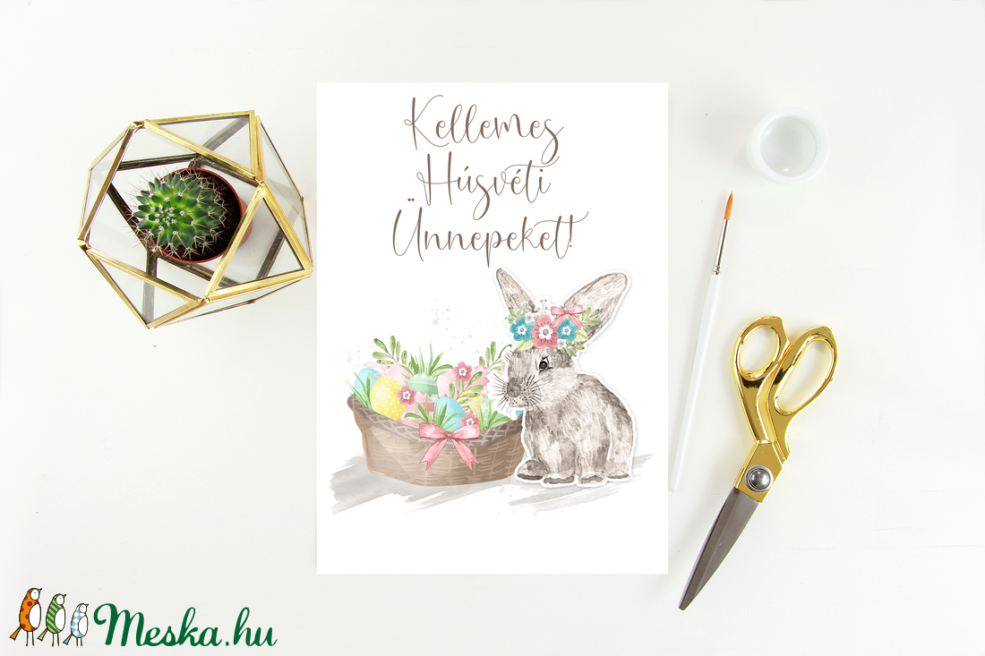 Húsvéti képeslap, ajándék, üdvözlőlap - otthon & életmód - papír, írószer - Meska.hu