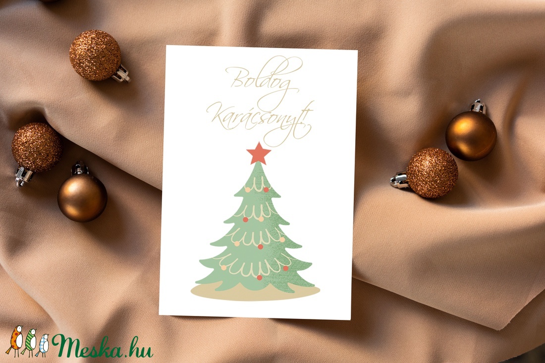 Elegáns karácsonyi képeslap, ajándékkísérő - karácsony - Meska.hu