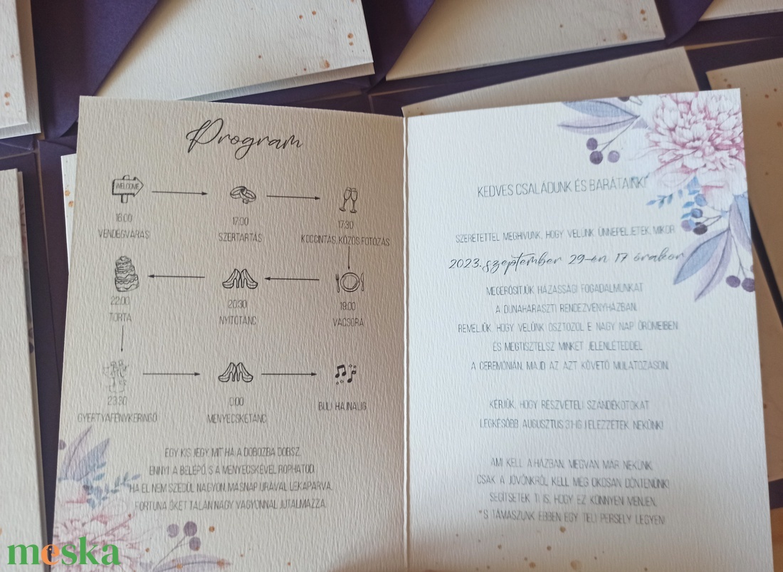 Virágos esküvői meghívó - esküvő - meghívó & kártya - meghívó - Meska.hu