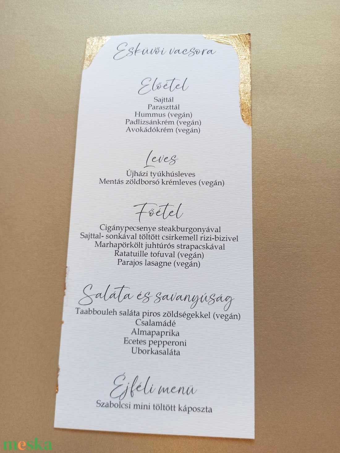 Kétoldalas, aranyozott menükártya - esküvő - meghívó & kártya - menü - Meska.hu Kétoldalas, aranyozott menükártya - esküvő - meghívó & kártya - menü - Meska.hu