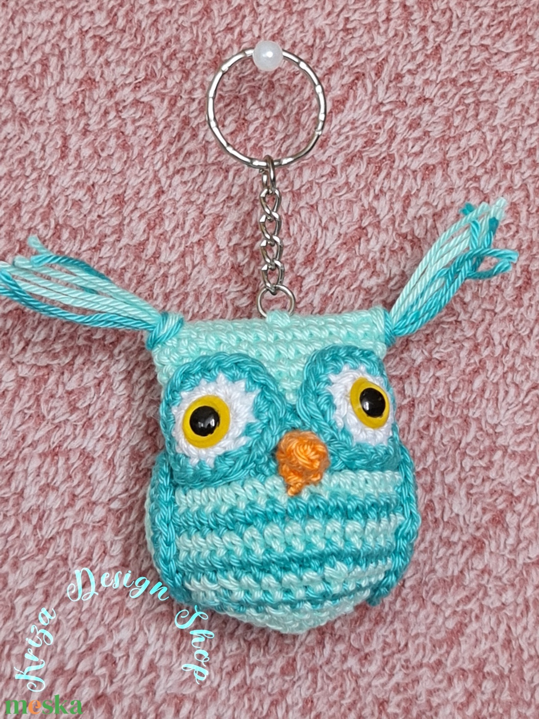 Kézműves horgolt kabalafigurás kulcstartó - Mini bagoly (Mentholka 1.) - játék & sport - plüssállat & játékfigura - bagoly - Meska.hu