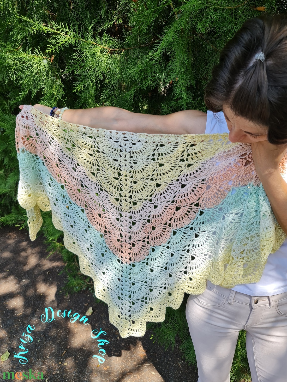 Kézműves horgolt csipke kendő - Mira shawl 1. - ruha & divat - sál, sapka, kendő - vállkendő - Meska.hu Kézműves horgolt csipke kendő - Mira shawl 1. - ruha & divat - sál, sapka, kendő - vállkendő - Meska.hu