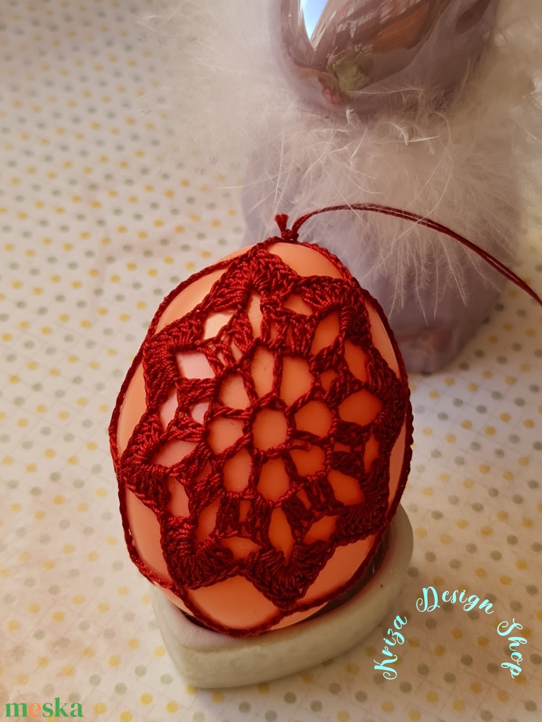 Kézműves húsvéti tojás horgolt csipke díszítéssel (5.) - otthon & életmód - dekoráció - asztal és polc dekoráció - asztaldísz - Meska.hu