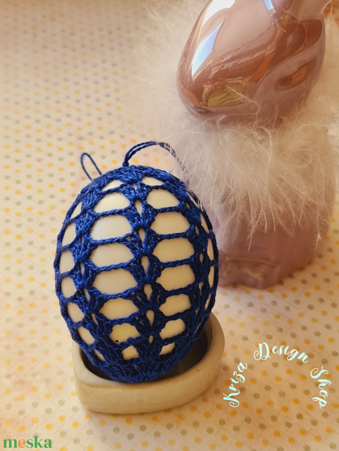 Kézműves húsvéti tojás horgolt csipke díszítéssel (24.) - otthon & életmód - dekoráció - asztal és polc dekoráció - asztaldísz - Meska.hu
