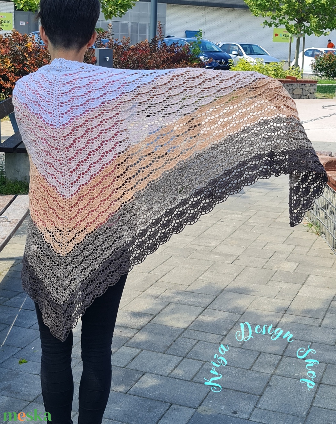 Kézműves horgolt csipke kendő - Gaia shawl 1. - ruha & divat - sál, sapka, kendő - vállkendő - Meska.hu