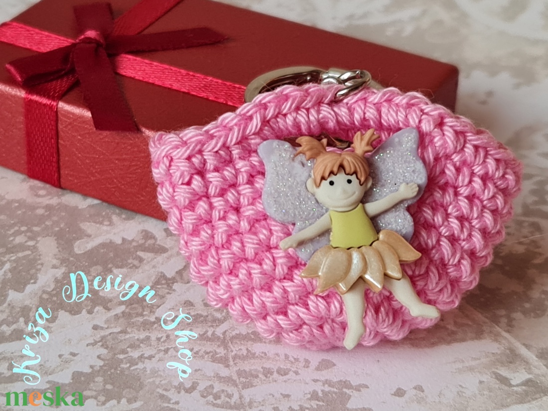 Kézműves horgolt  kulcstartó - Shopping bag (Tündéres dekorációval 1.)  - játék & sport - plüssállat & játékfigura - más figura - Meska.hu