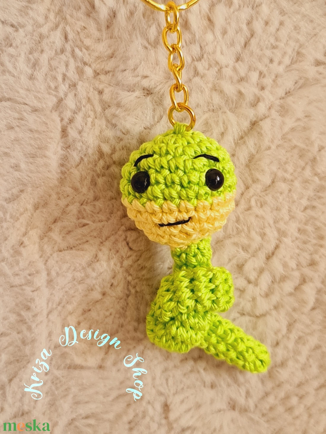 Kézműves horgolt kabalafigurás kulcstartó - Mini kígyó (Olivér) - 2. - játék & sport - plüssállat & játékfigura - más figura - Meska.hu