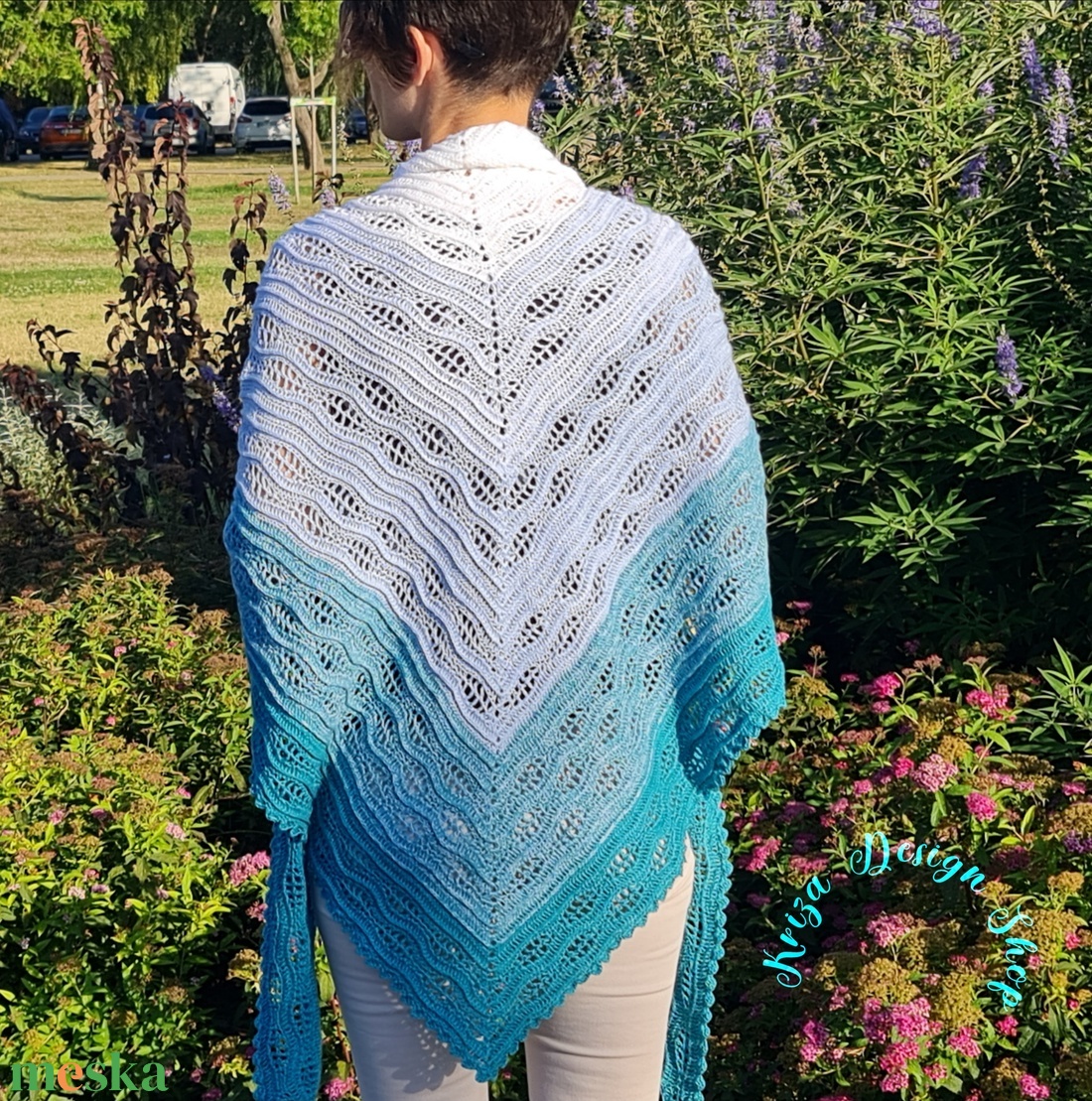 Kézműves horgolt csipke kendő - Calypso shawl - ruha & divat - sál, sapka, kendő - vállkendő - Meska.hu
