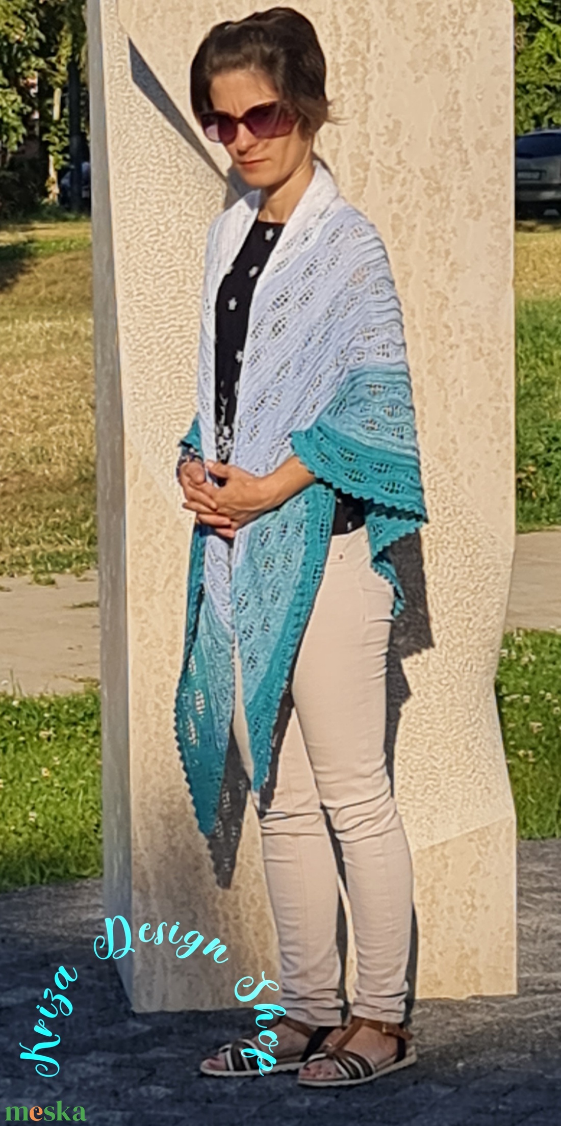 Kézműves horgolt csipke kendő - Calypso shawl - ruha & divat - sál, sapka, kendő - vállkendő - Meska.hu